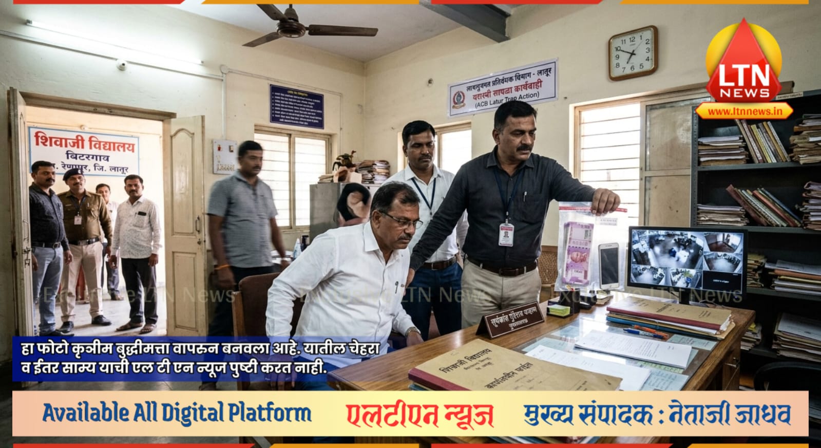 लाचलुचपत प्रतिबंधक विभागाची मोठी कारवाई; ३ हजार रुपयांची लाच घेताना मुख्याध्यापक जाळ्यात.